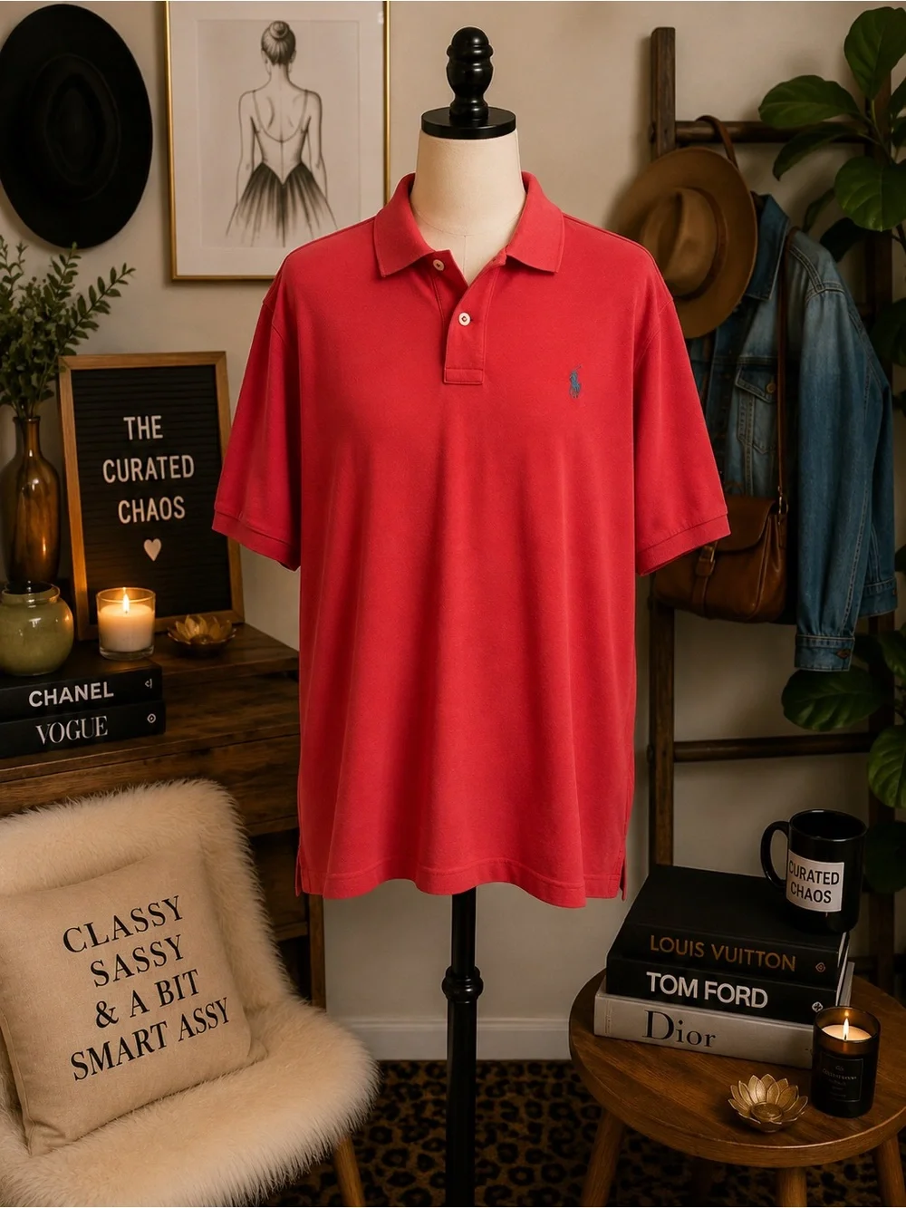 Polo Ralph Lauren Men’s XL Classic Fit Red Polo Shirt Blue Pony